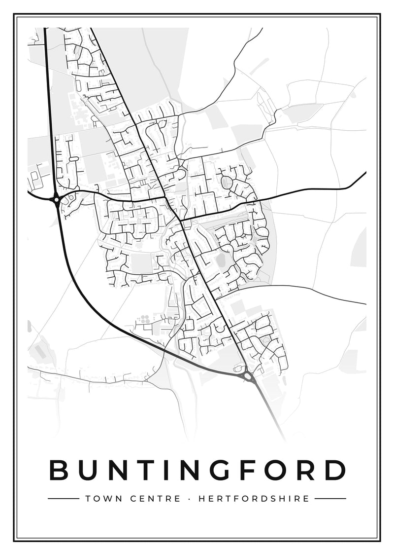 Buntingford Town Centre Street Map Poster