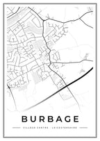 Street map poster of Burbage village centre, Leicestershire