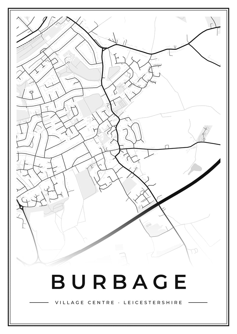 Burbage Village Centre Street Map Poster