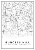 Street map poster of Burgess Hill town centre, West Sussex