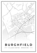 Street map poster of Burghfield village centre, Berkshire
