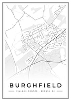 Street map poster of Burghfield village centre, Berkshire