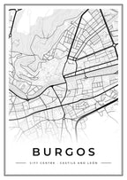 Street map poster of Burgos city centre, Castile and León