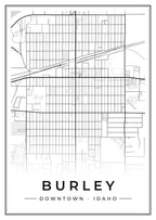 Street map poster of downtown Burley, Idaho