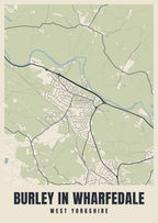Street map poster of Burley in Wharfedale, West Yorkshire