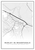 Street map poster of Burley in Wharfedale village centre, West Yorkshire