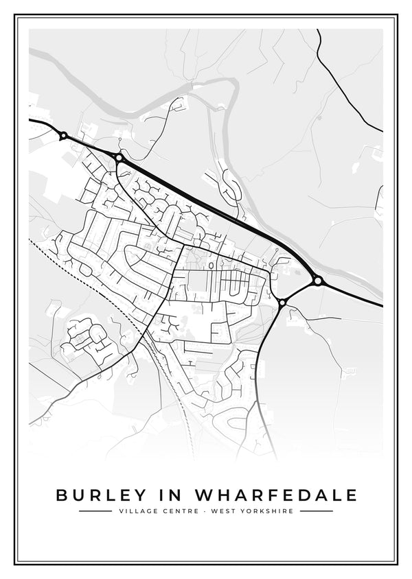 Burley in Wharfedale Village Centre Street Map Poster