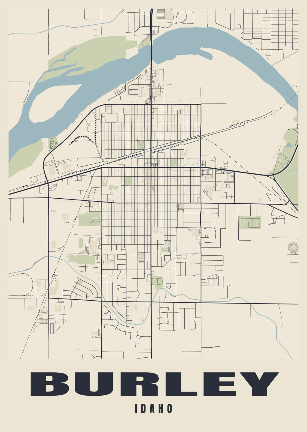 Street map poster of Burley, Idaho