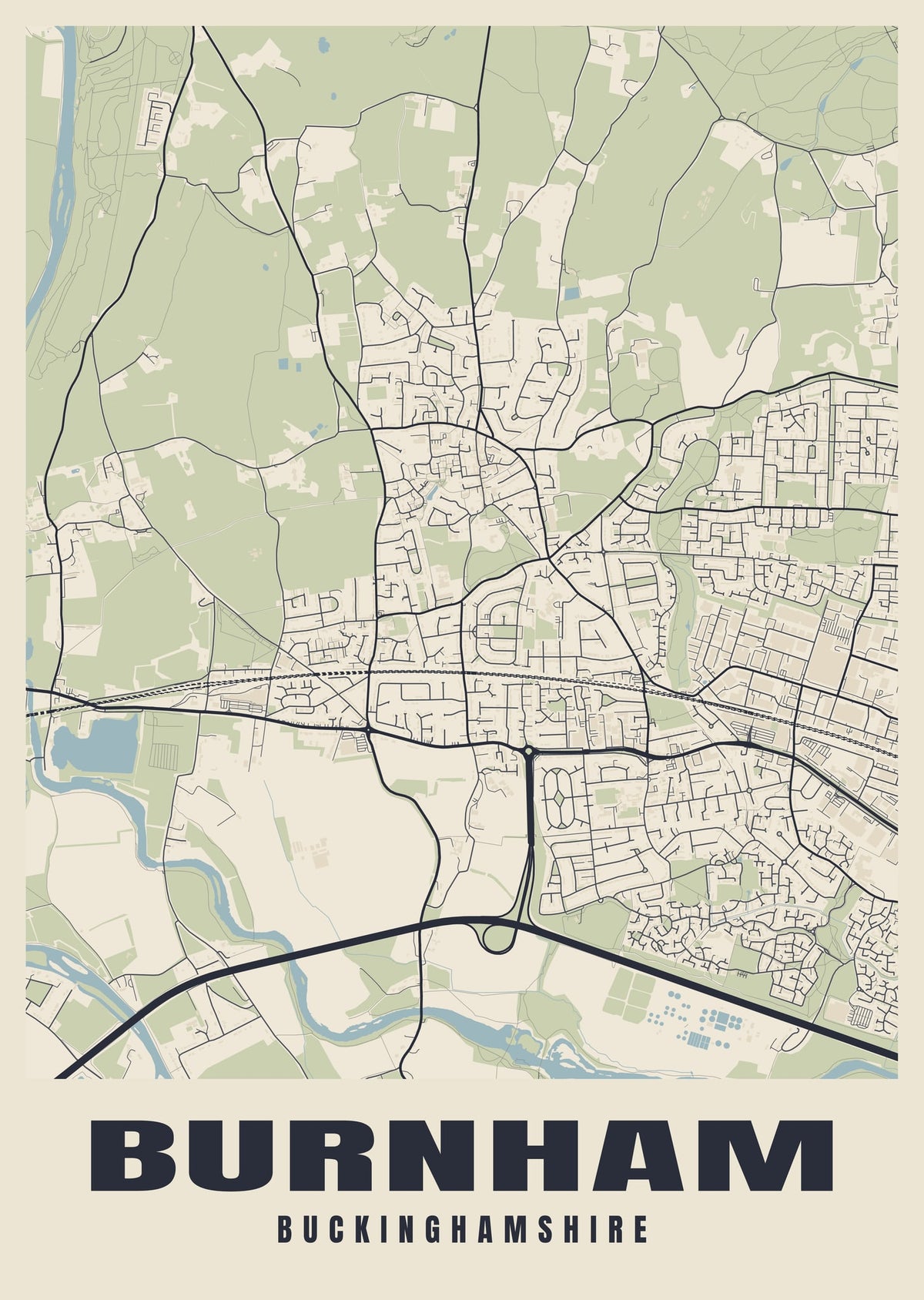 Street map poster of Burnham, Buckinghamshire