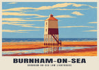 Burnham-on-Sea Low Lighthouse poster, Retro Railway style