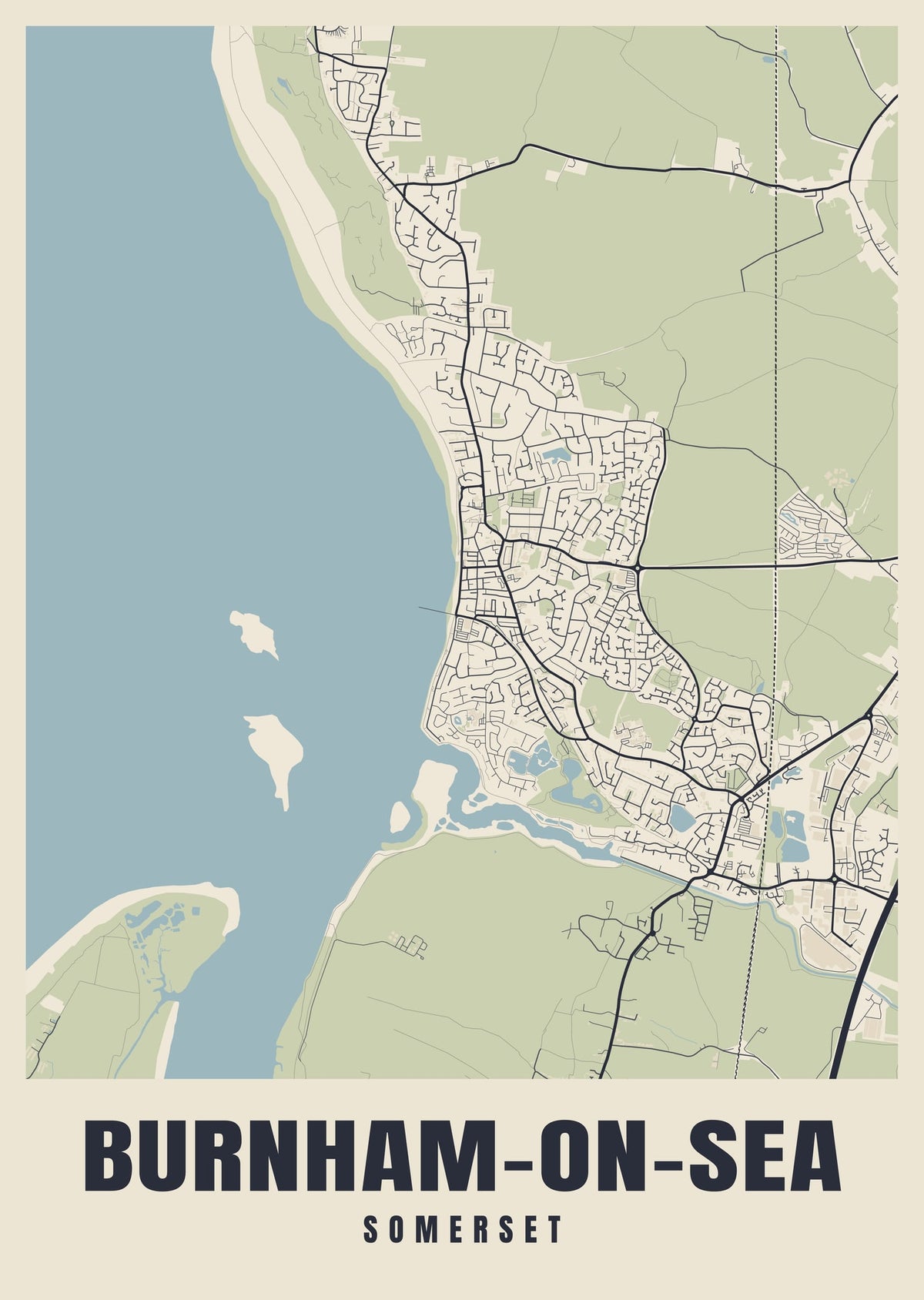 Street map poster of Burnham-on-Sea, Somerset