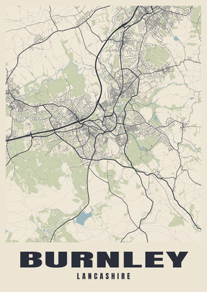 Burnley Street Map Poster