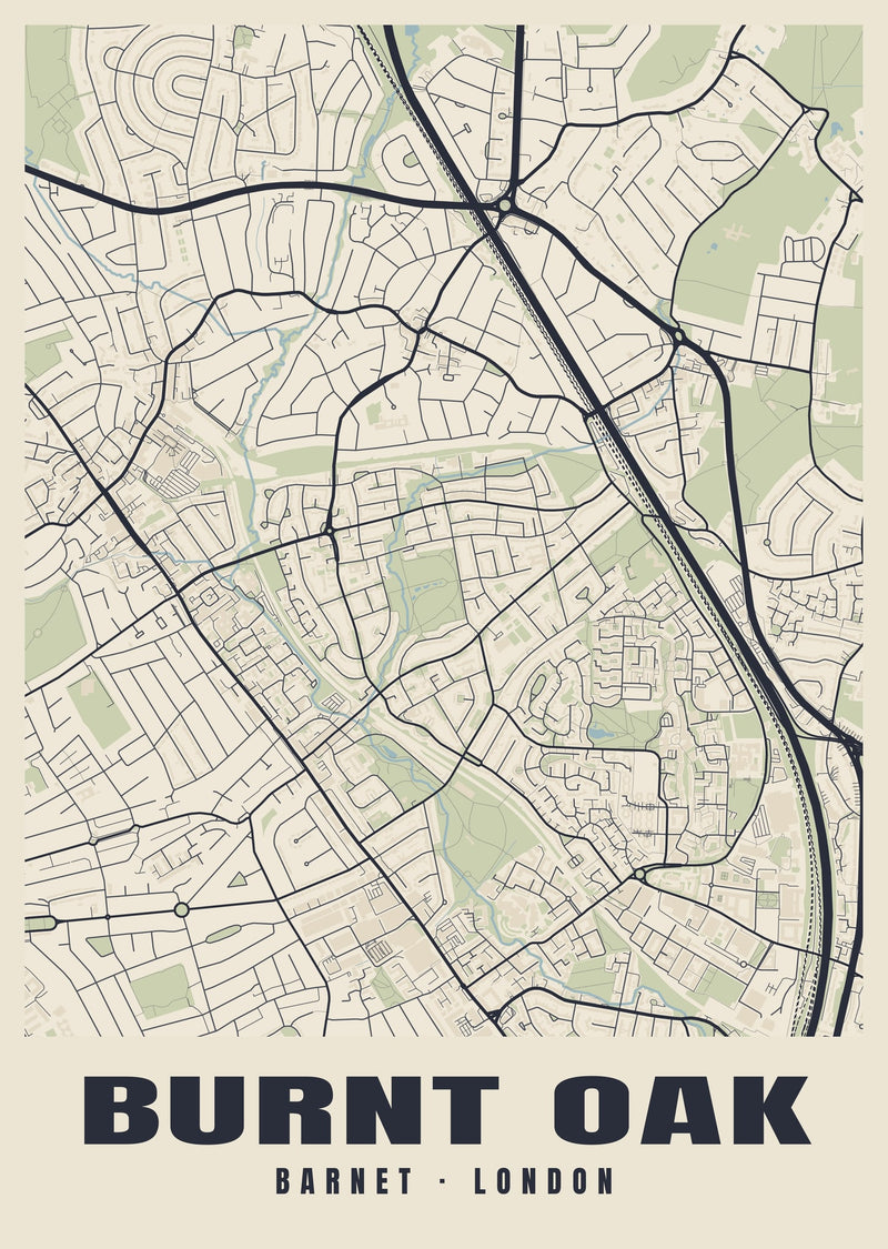 Burnt Oak Heritage Street Map Poster