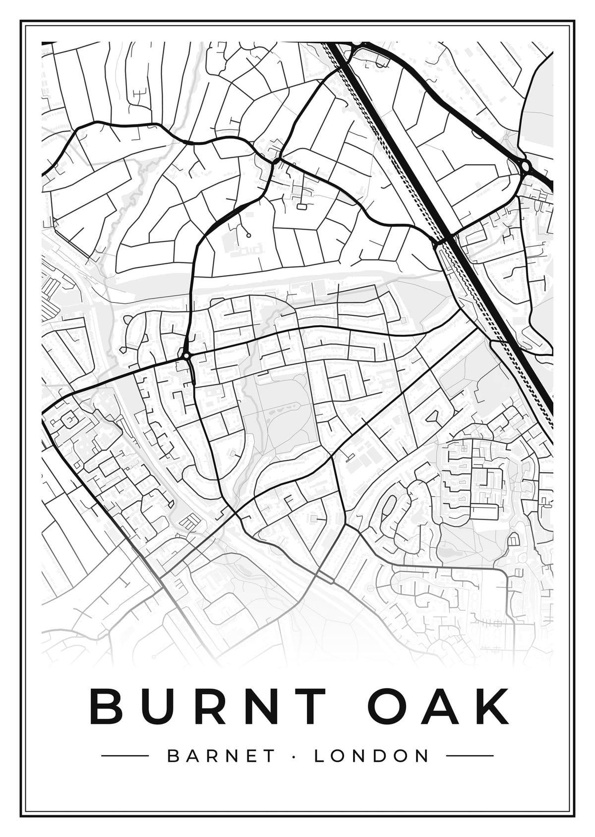Street map poster of Burnt Oak, Barnet, London