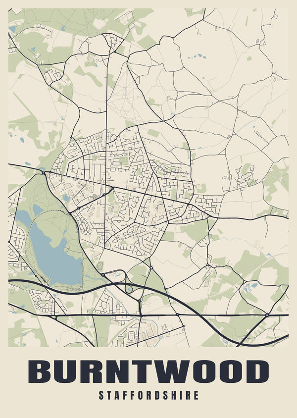 Burntwood Street Map Poster