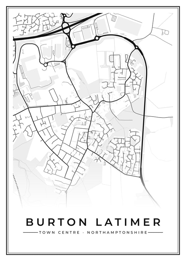 Burton Latimer Town Centre Street Map Poster