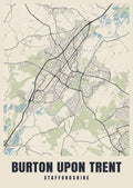 Street map poster of Burton upon Trent, Staffordshire
