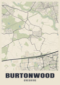 Street map poster of Burtonwood, Cheshire