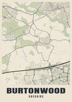 Street map poster of Burtonwood, Cheshire