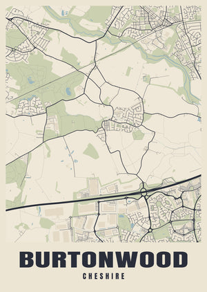 Burtonwood Street Map Poster