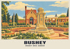 Bushey Rose Garden poster, Retro Railway style