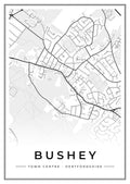 Street map poster of Bushey town centre, Hertfordshire