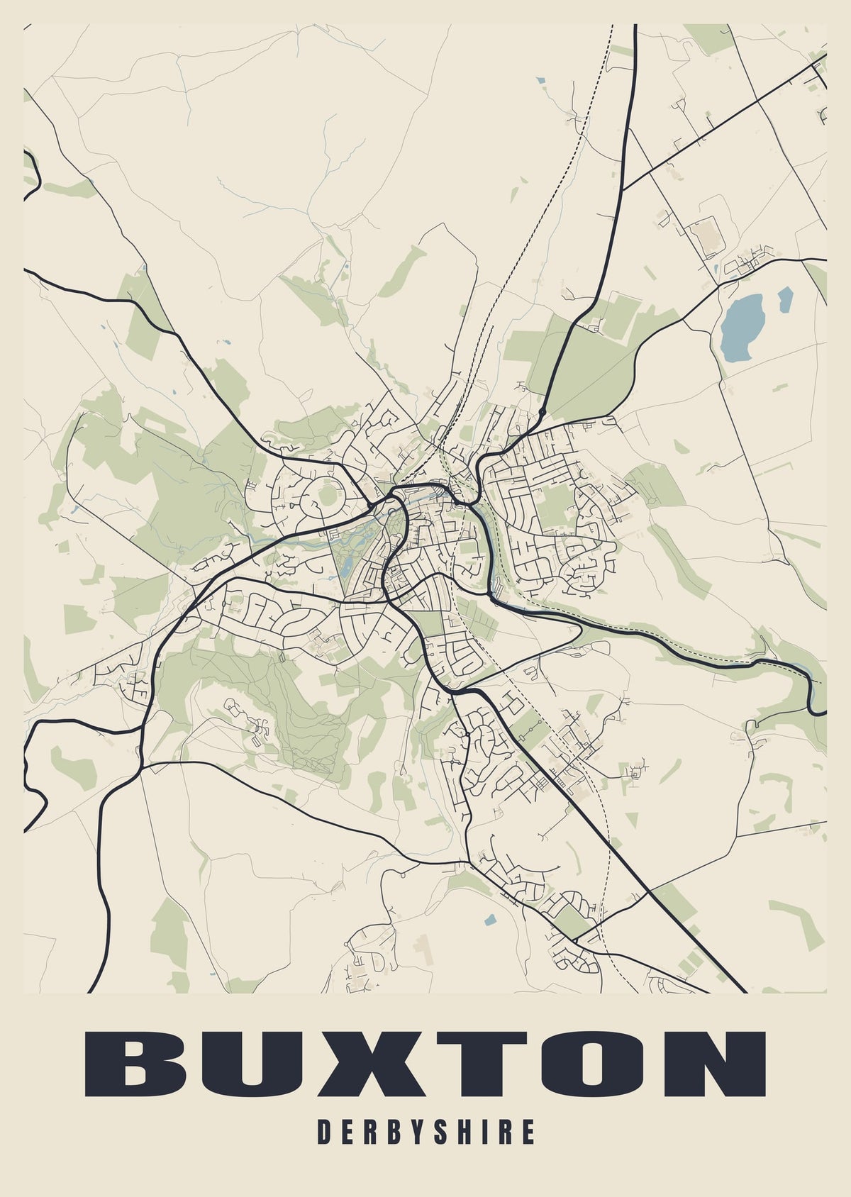 Street map poster of Buxton, Derbyshire