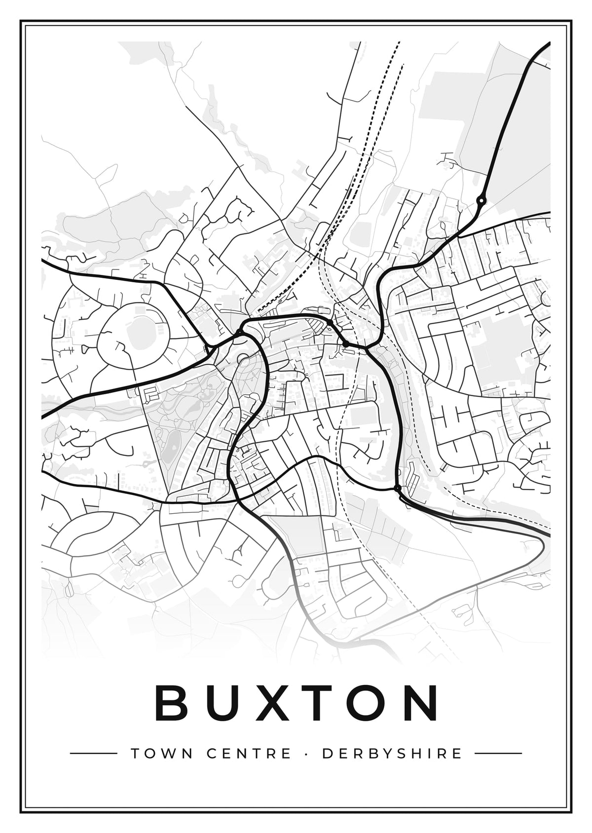 Street map poster of Buxton town centre, Derbyshire