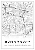 Street map poster of Bydgoszcz city centre, Kuyavian-Pomeranian