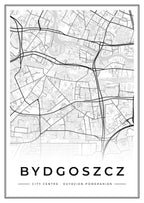 Street map poster of Bydgoszcz city centre, Kuyavian-Pomeranian