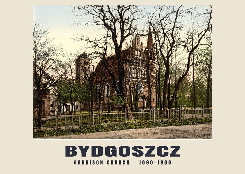 Iglesia de la guarnición, Bydgoszcz — 1890–1900 · Lámina de fotocromo antiguo
