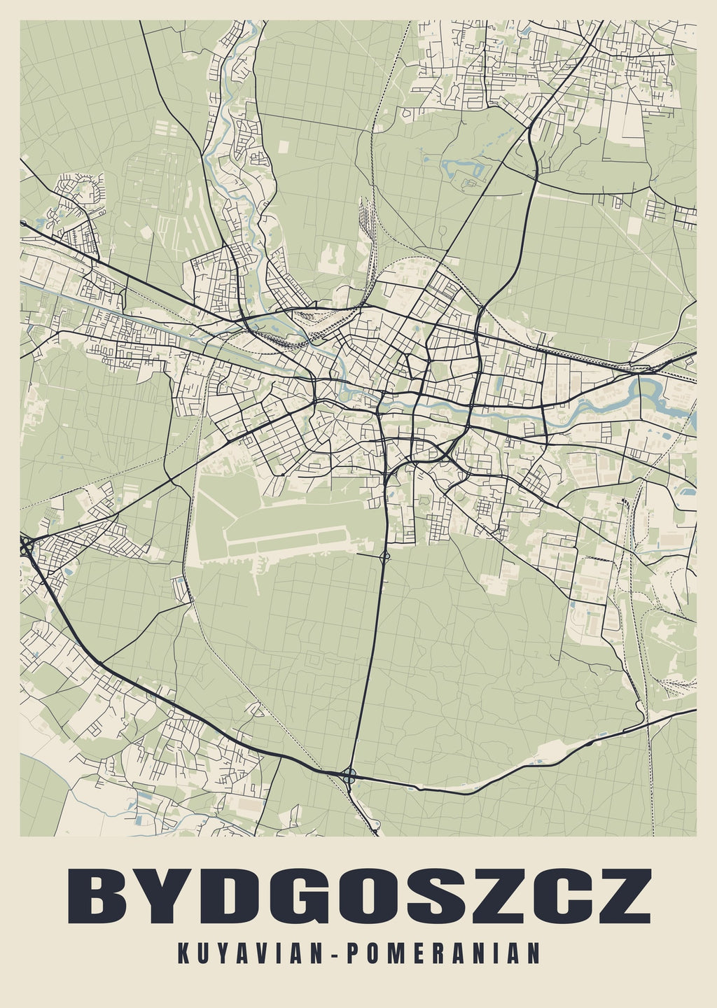 Street map poster of Bydgoszcz, Kuyavian-Pomeranian