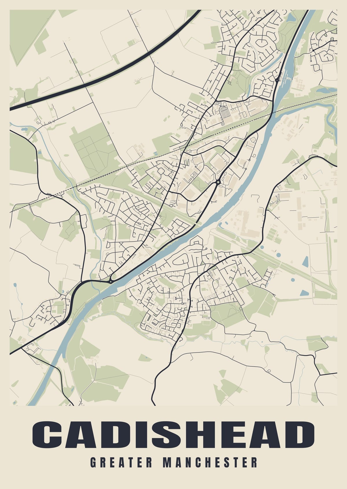 Street map poster of Cadishead, Greater Manchester