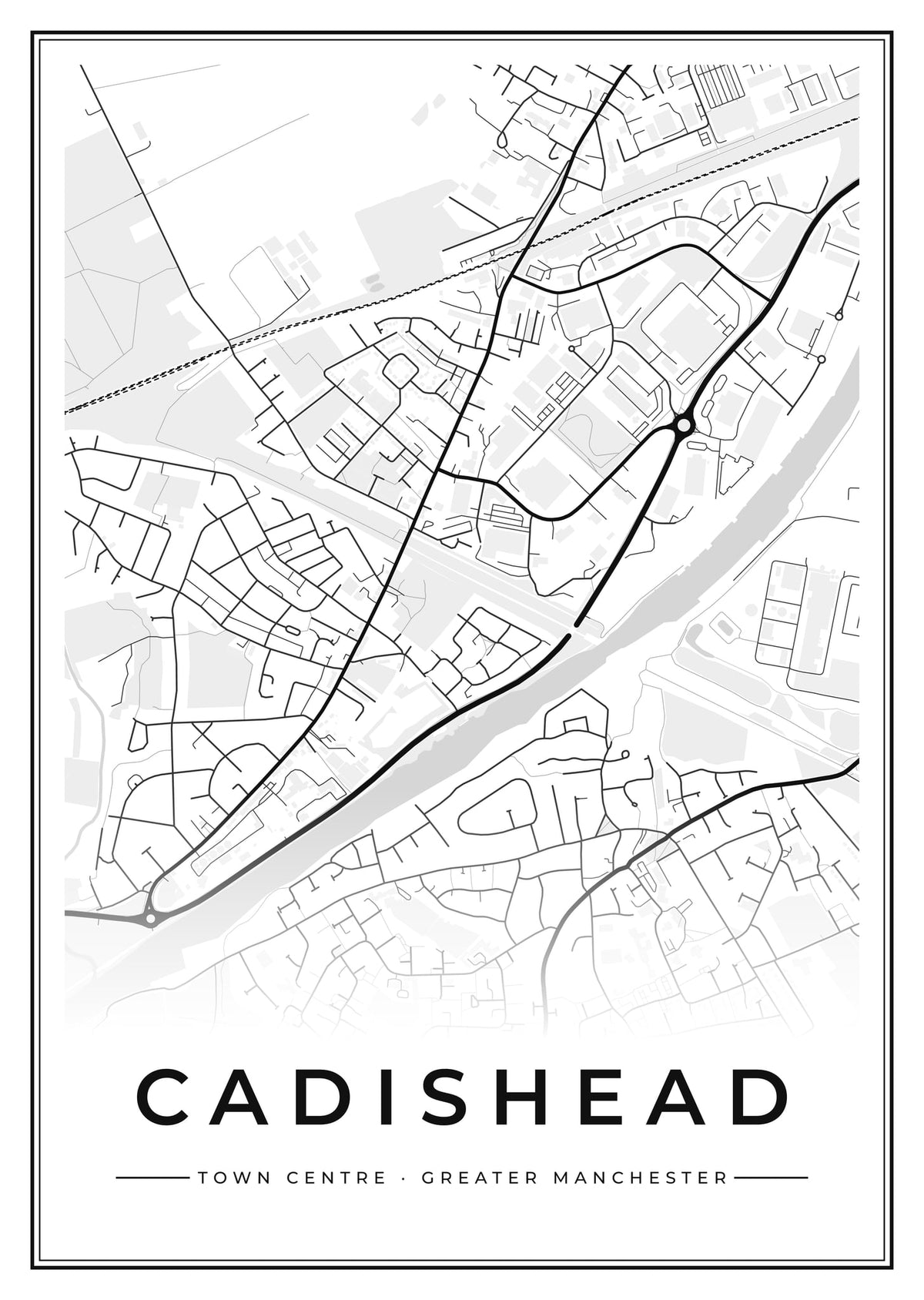 Street map poster of Cadishead town centre, Greater Manchester