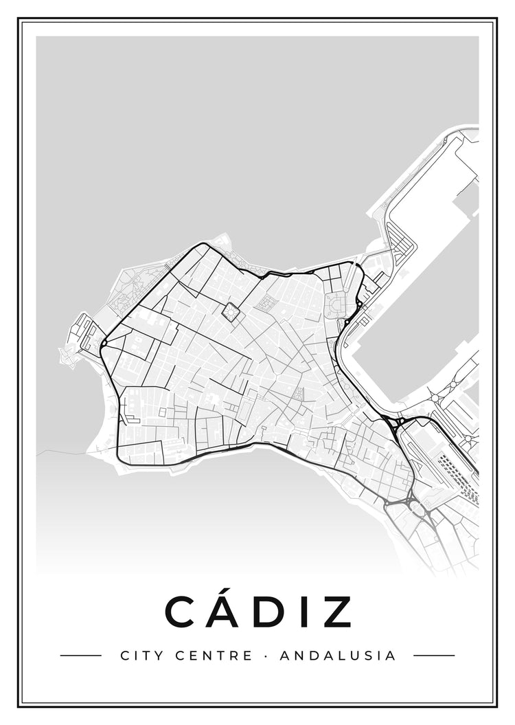 Cádiz City Centre Street Map Poster