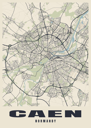 Caen Street Map Poster
