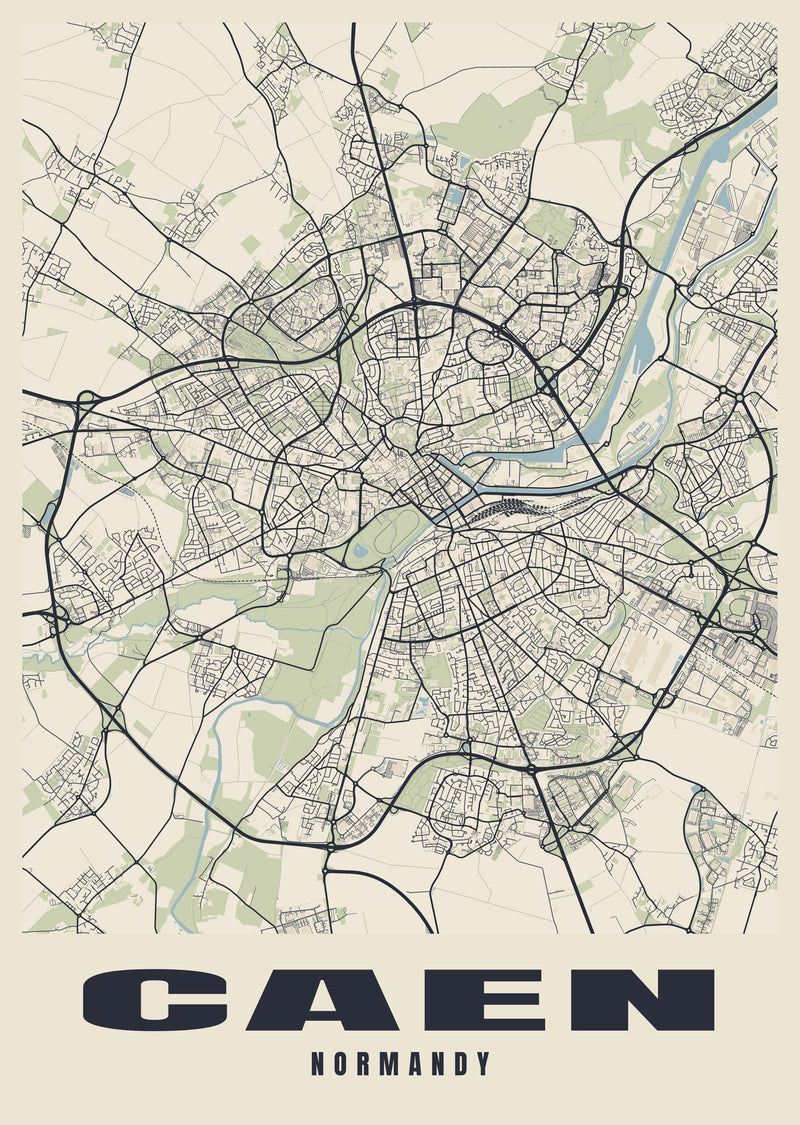 Caen Street Map Poster