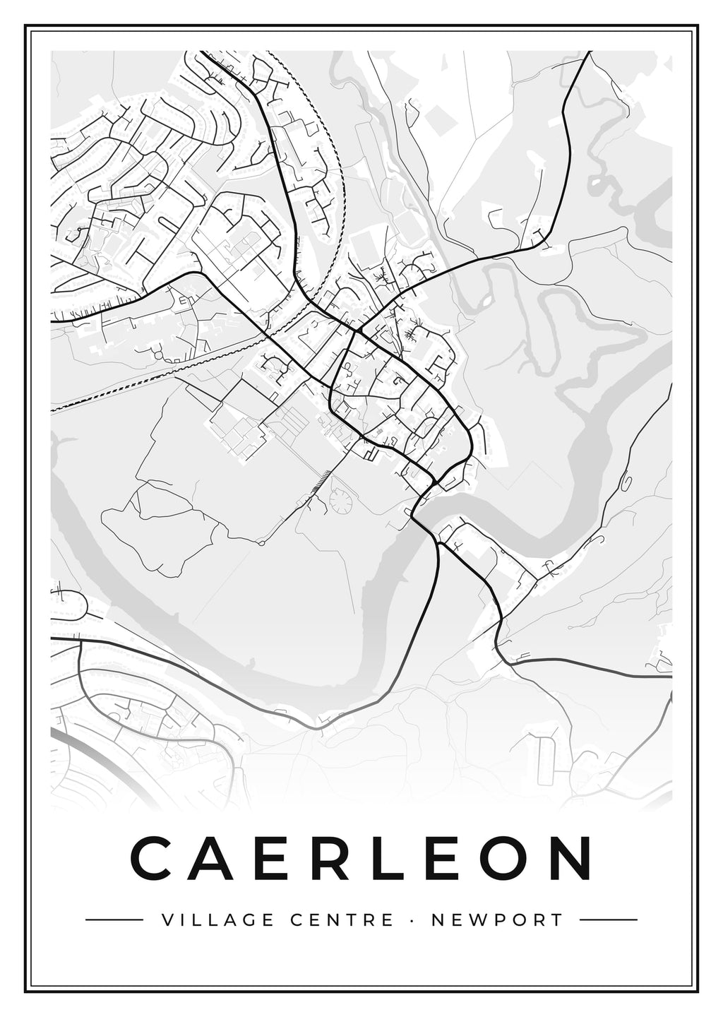 Street map poster of Caerleon village centre, Newport