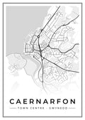 Street map poster of Caernarfon town centre, Gwynedd