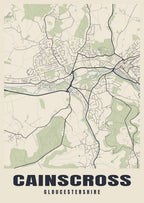 Street map poster of Cainscross, Gloucestershire