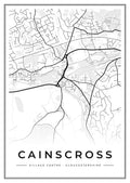 Street map poster of Cainscross village centre, Gloucestershire
