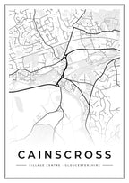 Street map poster of Cainscross village centre, Gloucestershire