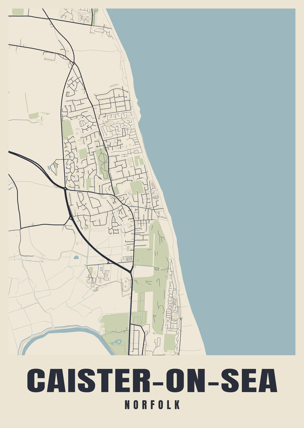 Street map poster of Caister-on-Sea, Norfolk