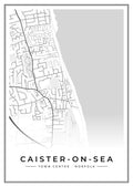 Street map poster of Caister-on-Sea town centre, Norfolk