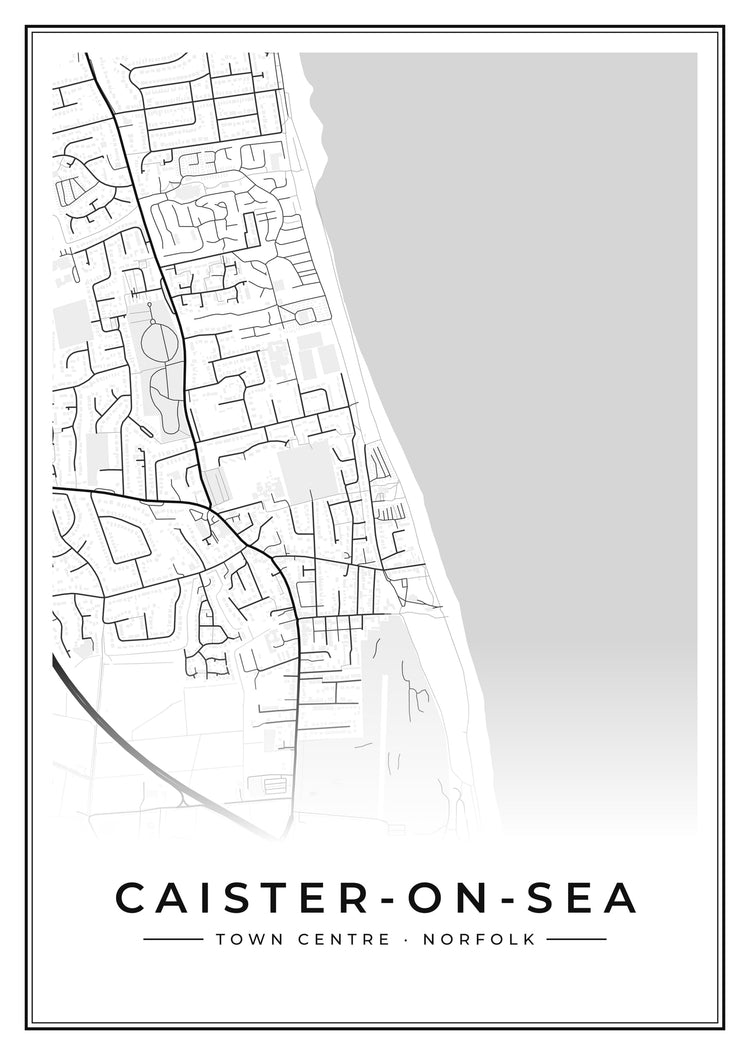 Caister-on-Sea Town Centre Street Map Poster