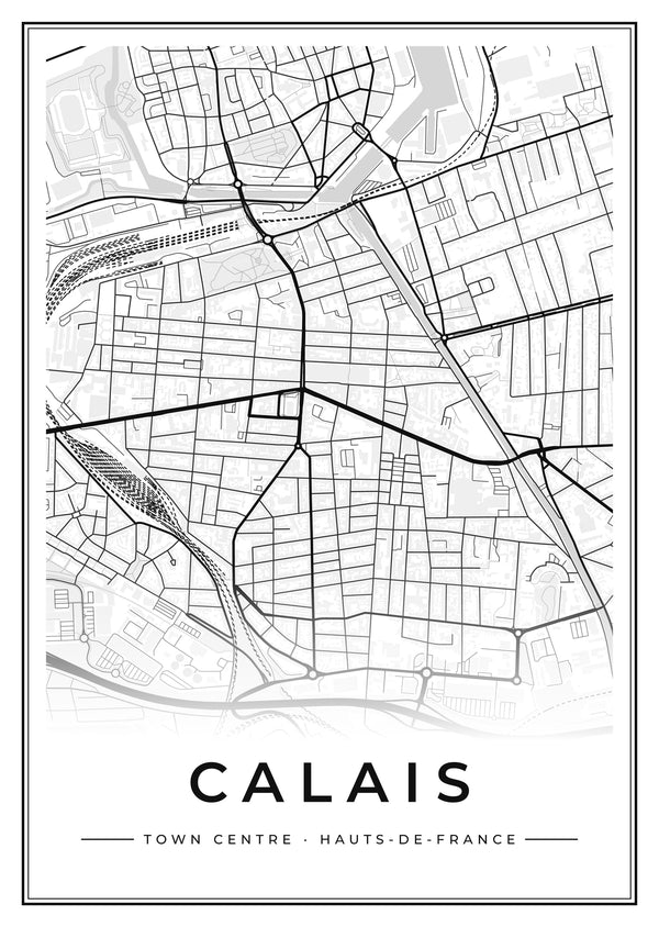 Calais Town Centre Street Map Poster