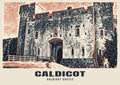 Caldicot Castle poster, Linocut style