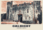 Caldicot Castle poster, Linocut style