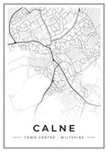 Street map poster of Calne town centre, Wiltshire