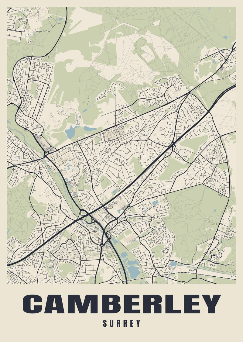 Camberley Street Map Poster